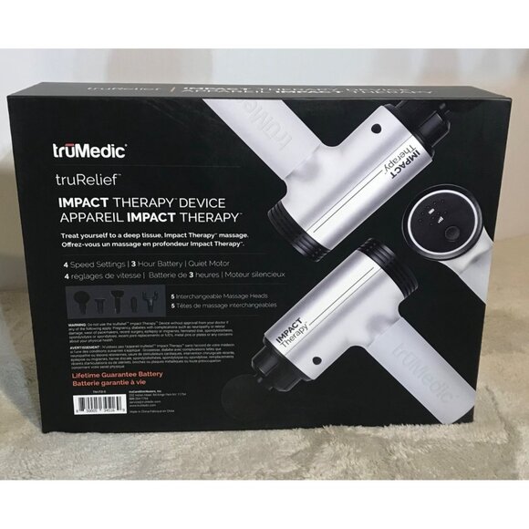 TruMedic truRelief Impact Therapy Device 5 Massage Heads Quiet Motor 4 Speeds - Picture 2 of 5